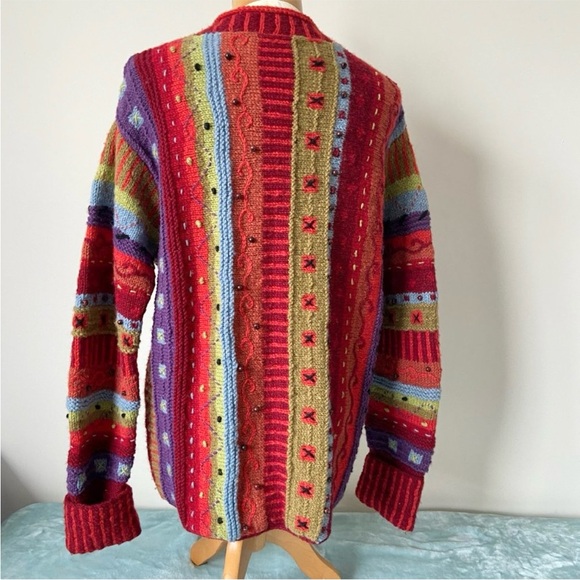Newari Handmade Nepalese Icelandic 100% Wool Sweater Multi-color Size L/XL - Picture 2 of 6